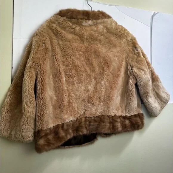 Creeds Vintage 70s Sheared Beaver Mink Cur Jacket Crop Short Soft Cape Wrap Coat - Picture 3 of 16